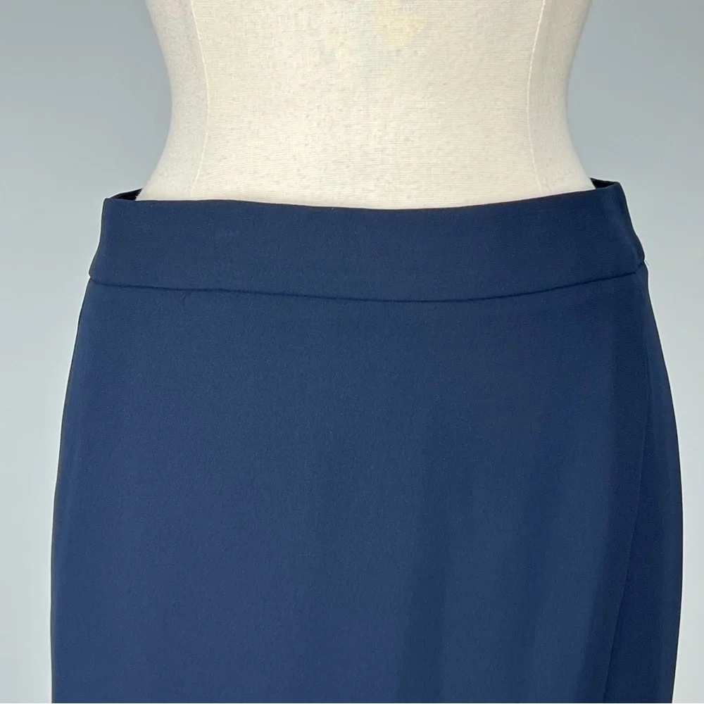 Talbots Womens Petite Navy Blue Pencil Skirt Front Slit Career size 6P